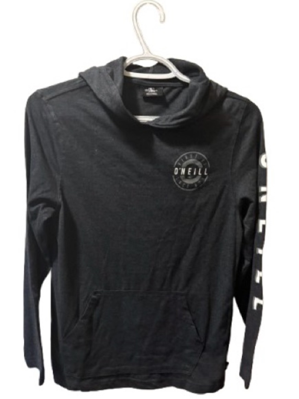 O'Neill Boys Charcoal Grey Long Sleeve Hooded Graphic T-Shirt Size Large 10/12